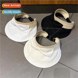 bow brim hat female top large hollow sun Bubble niche yarn