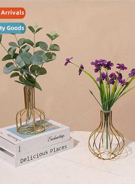 Golden Iron Transparent Vase Flower Arrangement Hydroponic C