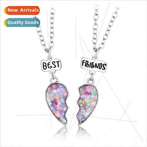 Colorful stars magnetic heart-shaped couple necklaces a pair