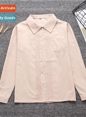 JK Pointed Collar Front Organ Pleat Shirt Long Sleeve Square