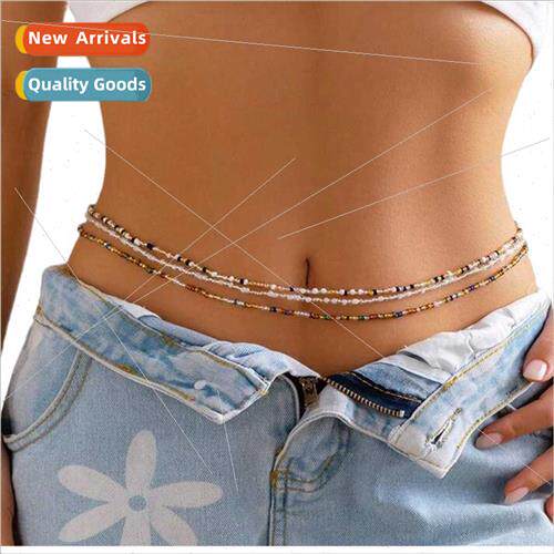 Europe fashion summer three nd mixed color beads waist chain