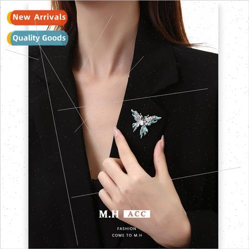 New blue oil drop butterfly brooch su exquise senior female
