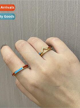 Drip Oil Ring Korea Delicate Sweet Blue Red Drip Oil mple  R