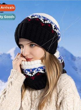 8399 hat scarf twoPCS winter cold warm thick line jacquard k
