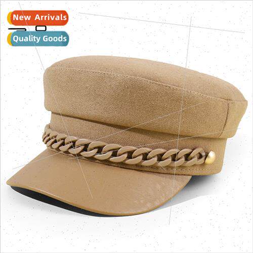 Solid color chain tweed flat cap female winter outdoor sun-s