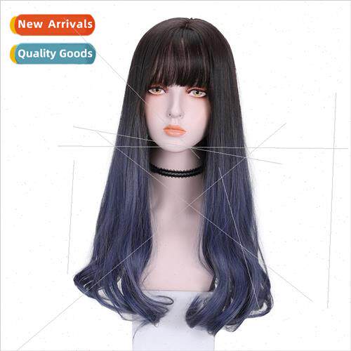 Women wigs long curly hair fashion coloring gradient small w