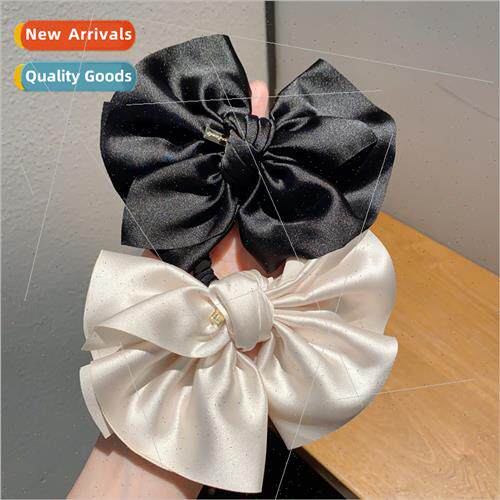Vintage satin bow hair band sweet French girl hair rope head