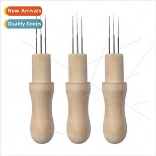 Wool felt poking prodding tool wooden handle 3 needle combin