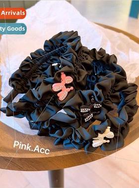 pleated large intestine bud hair band rhinestone balloon dog