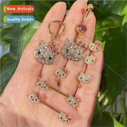 Europe Cat Head Belly Button Ring Nose Stud Earrings Nose Cl