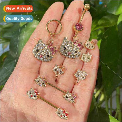 Europe Cat Head Belly Button Ring Nose Stud Earrings Nose Cl