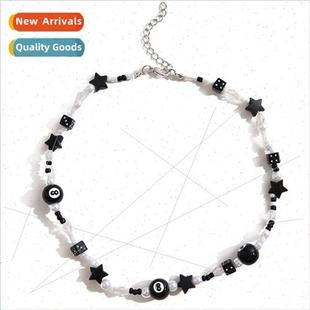 New Bohemian Beaded Necklace Hand Kn Creative Ethnic Black R
