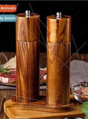 Small Leaf Acacia Wood Cylindrical Pepper Grinder Manual Sol