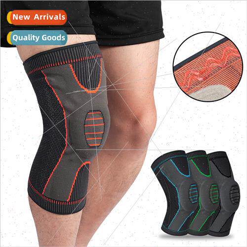 Knted sports knee pads silicone support compression patella