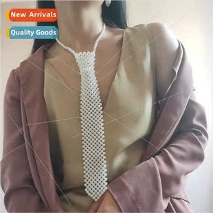 Pearl tie weaving hollow beaded scarf neck decorative collar