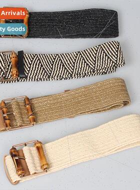 2019 New Stch Belt Women Fashion Wooden Square Buckle Stch B