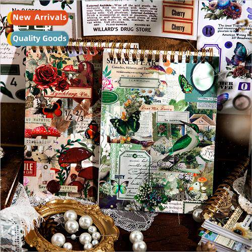 Vintage life record sticker book plants flowers vintage hand