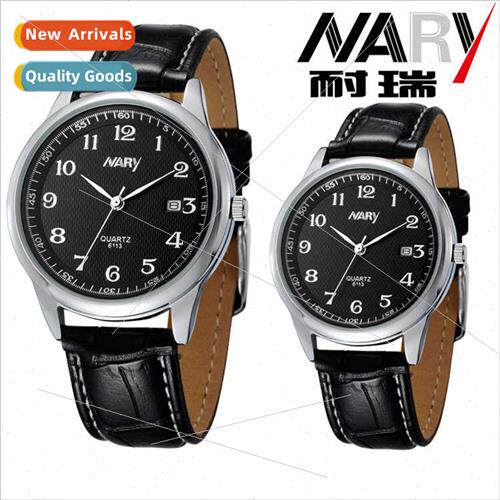 Popular simple dial diamond calendar waterproof couple watch