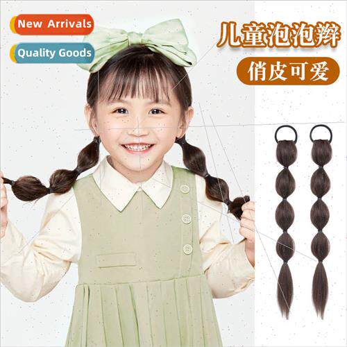 Children wig braids female long hair bubble ponytail girls h