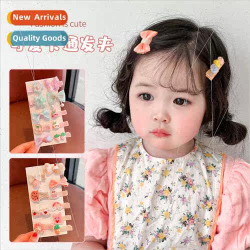 Koreachildren hair clips cartoon plush cute bow girls side c