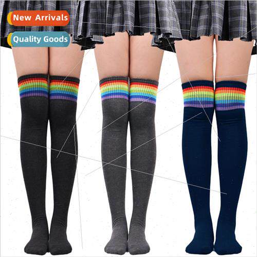 socks rainbow long socks Autumn winter knee socks high socks