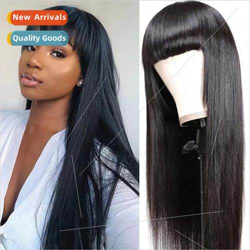 Europe Wig Cover Black Long Women Bangs Long Hair High Tempe
