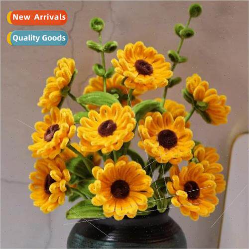 Plush handmade twisted stick rose sunflower bouquet diy mate