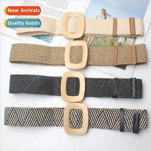 Bohemian wax rope braided wide belt Korean dress sub feather
