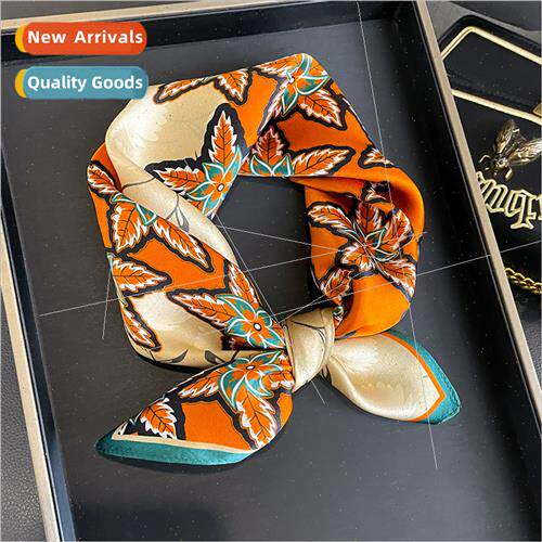 2023 silk scarf women fashion silk temperament printing smal