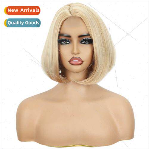 Europe lace wig women blonde pick dye parted short button me