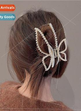 Korea pearl butterfly large grab clip senior sense hair volu