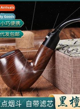 Ebony Curved Filter Mini Small Pipe Portable Men Ebony Hamme