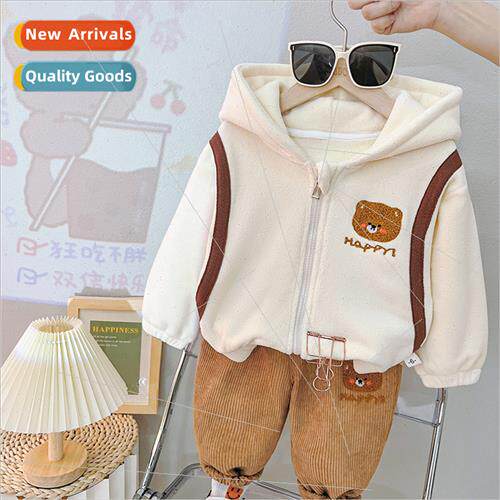 Childrens clothing boys padded hooded cardigan suit winter g