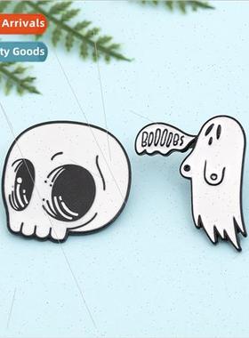 retro Halloween series skull ghost Boos student cowboy badge