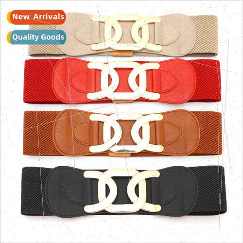 Women belt metal buttons decorative belt elastic elastic wai