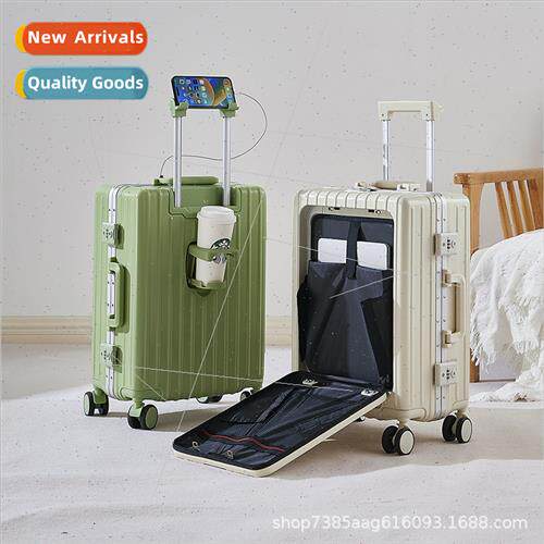 Front opening aluminum frame sucase female business trolley