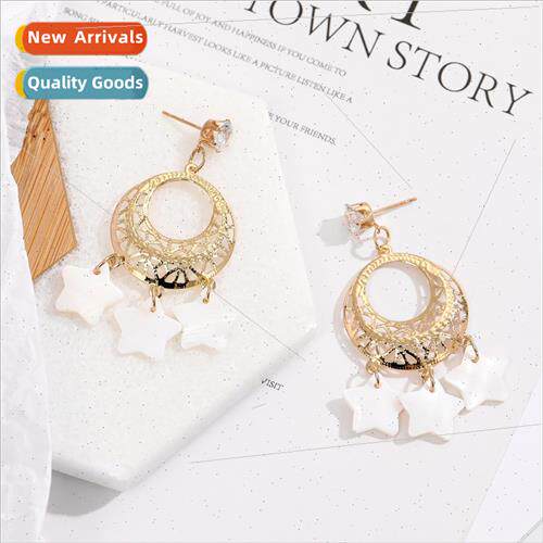 wild pentagram shell earrings bohemian tassel long earrings