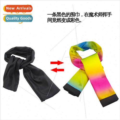 Scarf color changing black silk scarf into rainbow silk scar