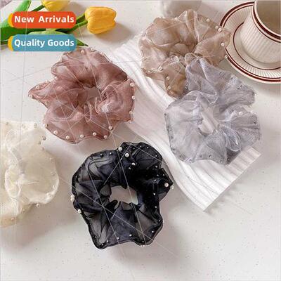 Korea advanced sense super fairy hair ring organza pearl lar