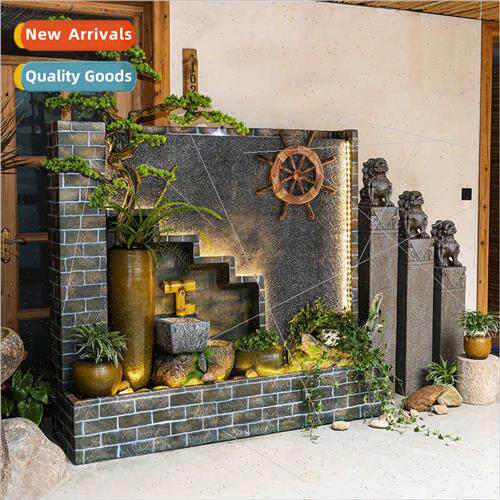 Large rockery water curtain wall running water wall fountain