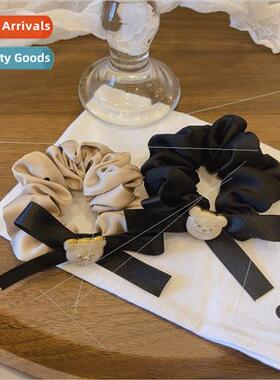 Vintage black whe bow mermaid  drip oil bear cute girl fabri