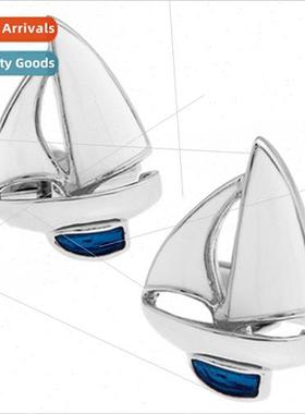Captain Blue Sailboat Cufflinks Cufflinks French Shirt Butto