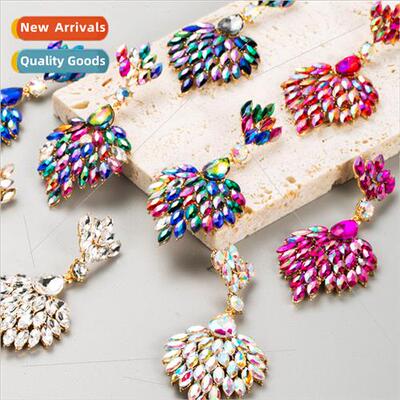 Europe fashion new earrings color zirconia inlaid full rhine