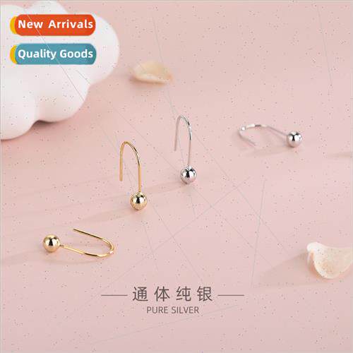 s925 silver KoreaDescendants Sun round bead earrings simple