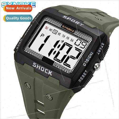 Square sports classic men electronic watch waterproof large