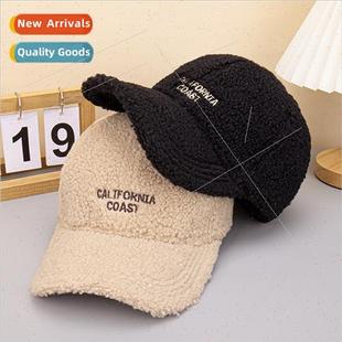 Winter new letters embroidered plush baseball cap men women
