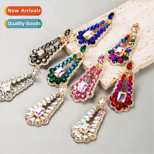 Europe earrings female alloy diamond hollow geometric multi-