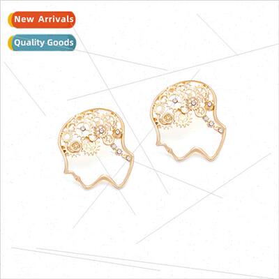 fashion personaly thinker gear time brain earrings creative