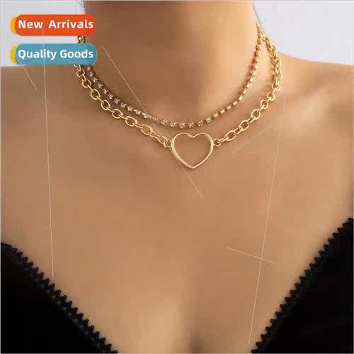 Europe new necklace simple fashion rhinestone love pendant c