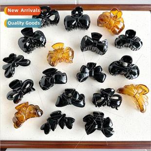 Retro Hair Head Grab Bath Back Clip Korean Bow Plastic